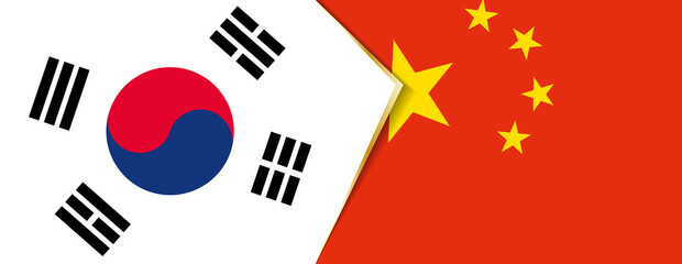 Wall Mural - South Korea and China flags, two vector flags.