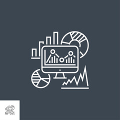 Wall Mural - seo audit related vector thin line icon. isolated on black background. editable stroke. vector illus