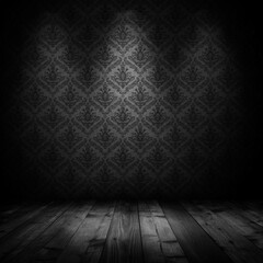 Wall Mural - dark interior room with baroque wallpaper
