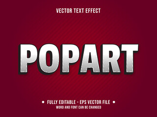 Editable text effect - popart white and halftone pattern color gradient modern style