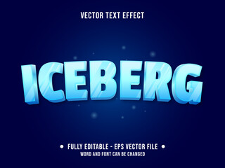 Editable text effect - iceberg ice blue color gradient modern style