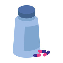 Poster - bottle with capsules drugs icon