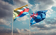 Beautiful national state flags of Australia and Comoros.