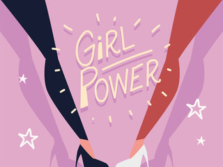 Canvas Print - girl power, female legs and handwritten lettering