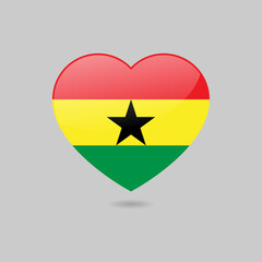 Canvas Print - Vector Glossy Ghana Flag Heart