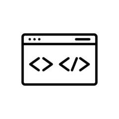 Black line icon for code