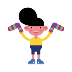 Sticker - boy with socks pair colors stripes down symbol