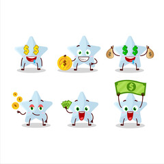 Poster - Blue star cartoon character with cute emoticon bring money