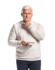 Poster - Senior male psychologist on white background