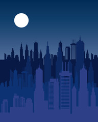 Poster - cityscape skyline at night scene icon