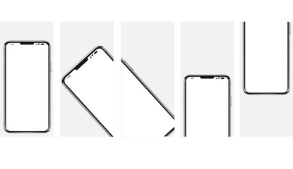 Wall Mural - vertical realistic phone mock up for app presentation with blank screen. application ui and ux desig