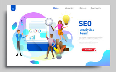 Wall Mural - social media marketing landing page template. modern flat design concept of web page design for webs