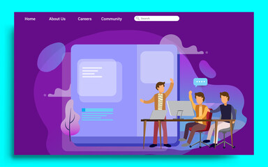 Wall Mural - flat design web page template for teamwork, business strategy and analytics. modern flat design conc