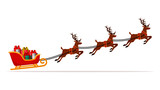 Fototapeta Pokój dzieciecy - Sleigh with Presents and Reindeer on Christmas. vector illustration