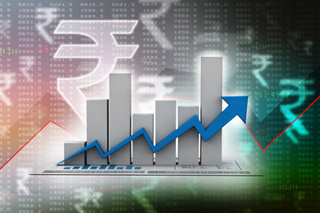 3d rendering Stock market online business concept. business Graph 