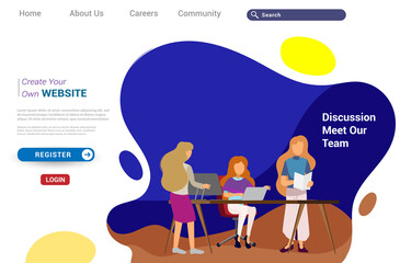 Wall Mural - Landing page template design of teamwork concept. Modern flat design concept of web page design for website and mobile website. Easily to edit and customize. Vector illustration