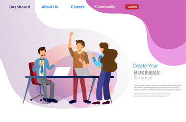 Wall Mural - Landing page template design of teamwork concept. Modern flat design concept of web page design for website and mobile website. Easily to edit and customize. Vector illustration