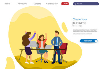 Wall Mural - design web templates for teamwork concept, business strategy, analytics and idea. modern vector illu