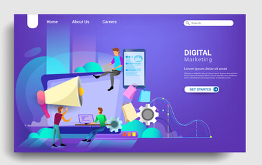 Wall Mural - Web design and internet marketing landing page design. Modern flat design concept of web page design for website and mobile website. Vector illustration