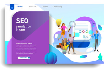 Wall Mural - social media marketing landing page template. modern flat design concept of web page design for webs