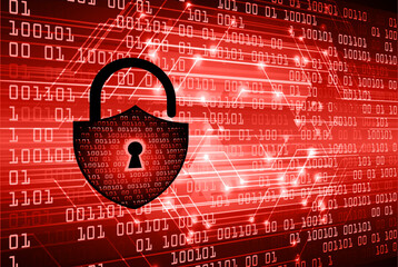 closed padlock on digital background, cyber security