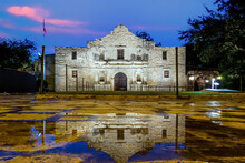 The Historic Alamo At Twilight, San Antonio, Texas