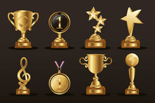Winner Eight Trophies Golden Icons