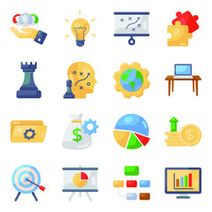 Wall Mural - 
Pack of Business and Strategy Flat Icons 
