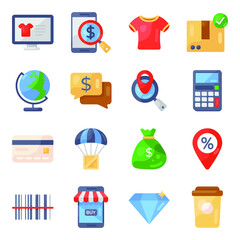 Wall Mural - 
Pack of Shopping and Business Icons in Flat Style 
