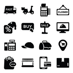 Wall Mural - 
Pack of Online Shopping and Business Icons in Flat Style 
