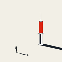 Covid-19 vaccine vector concept. Injection to stop coronavirus pandemic, science and research symbol.