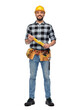 © Syda Productions - profession, construction and building - happy smiling male worker or builder in helmet with level over white background