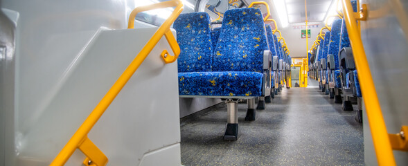 Sticker - SYDNEY, AUSTRALIA - AUGUST 20, 2018: Interior of subway train at the station