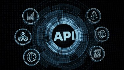 API - Application Programming Interface. Software development tool. Business, modern technology, internet and networking concept.