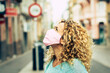 © simona - Adult woman wearing medical protective mask for coronavirus covid-19 virus emergency - people and pandemic epidemic illness in the town - female with protection accessory