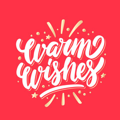 Wall Mural - warm wishes. merry christmas vector lettering greeting card.