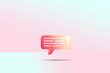 © 黛仲 栞帆 - minimal gradient chat bubble on pastel pink and blue background. concept of social media messages, SMS, comments. 3d rendering