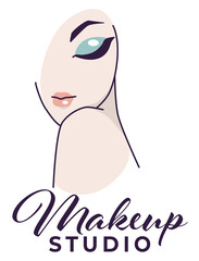 Wall Mural - Makeup studio, beauty salon for females emblem