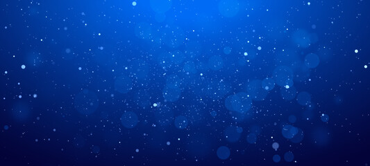 Wall Mural - banner blue bokeh particles glitter awards dust gradient abstract background. futuristic glittering 