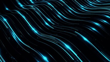 Wall Mural - Blue 3d render loop animation of digital light trails. Fast data transfer concept. Render with depth of field effect.