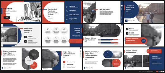 Wall Mural - geometric red and blue presentation element templates. vector infographics. for use in presentation,