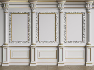 Canvas Print - Classic interior wall with mouldings