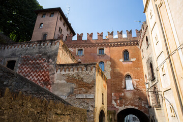 Sticker - CASTELL' ARQUATO, ITALY, AUGUST, 25, 2020 - View of the medieval town of Castell'Arquato, Piacenza province, Emilia Romagna, Italy