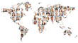 Business Team Portrait Collage auf Weltkarte