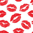 Imprint kiss, Female lipstick kiss print set for valentine day and love illustration isolated on white background. seamless pattern