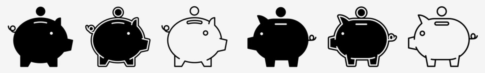 Wall Mural - piggy bank icon set | piggy-bank vector illustration logo | piggybank icons isolated collection