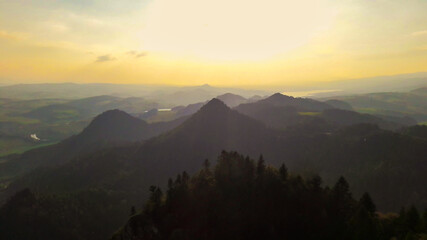 Colorful sunset in the Polish mountains.