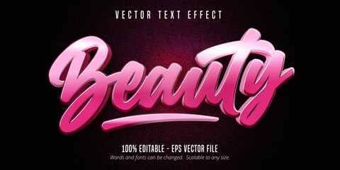 Wall Mural - Beauty text, pink color calligraphy style editable text effect