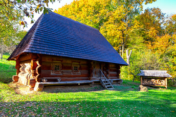 Carpathians. Traditional old village house.