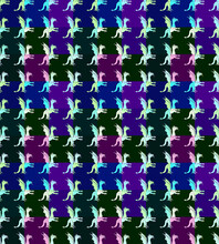 Decorative Pattern With Digital Dragons In A Op Art Style And Andy Warhol